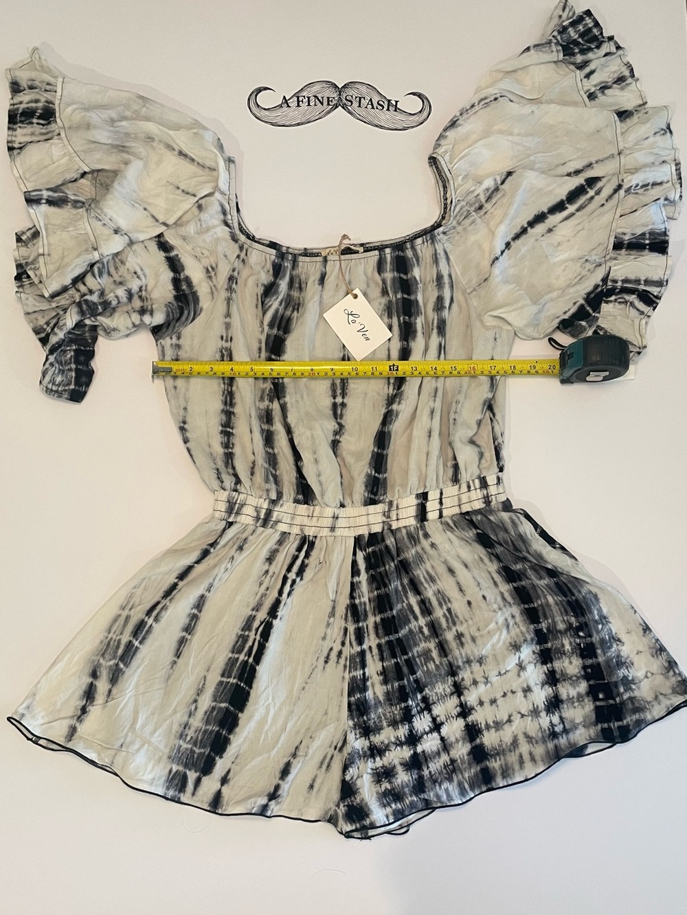La Ven Romper Black And White Tie Dye Large